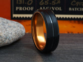 The Champagne | Black Tungsten Ring with Anodized Aluminum Sleeve